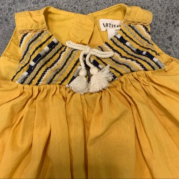 Baby-Yellow Embroidered Cotton Dress - 6-9 Months - Picture 2 of 8